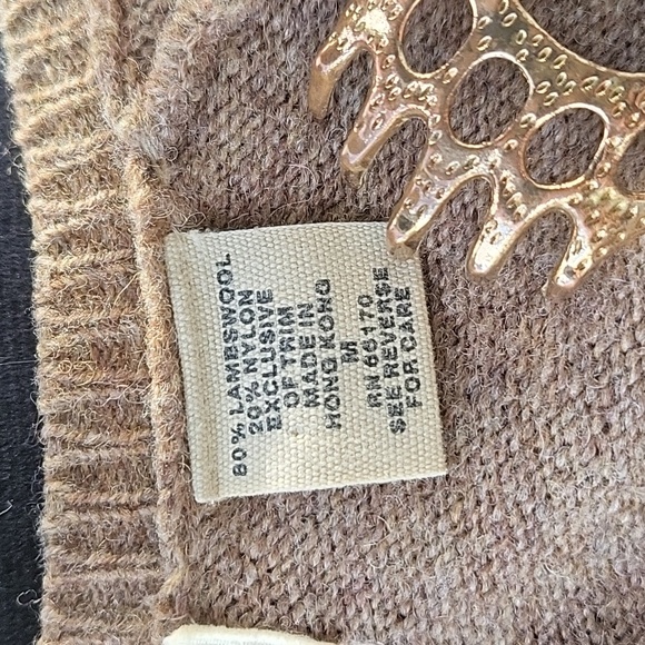 Vintage Anthropologie/Sleeping on Snow Brown Tie Ribbon Cardigan size Medium - Picture 6 of 9